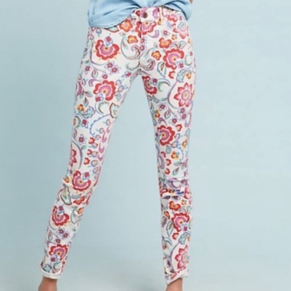 New Anthropologie Pilcro Skinny Floral Jeans Ankle